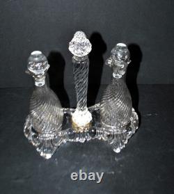 SAINT-LOUIS Huilier Vinaigrier en cristal moulé bambou torse signé 1900