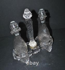 SAINT-LOUIS Huilier Vinaigrier en cristal moulé bambou torse signé 1900