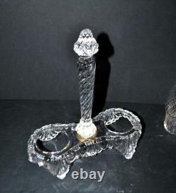 SAINT-LOUIS Huilier Vinaigrier en cristal moulé bambou torse signé 1900