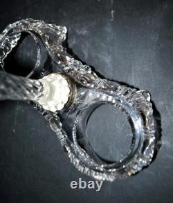 SAINT-LOUIS Huilier Vinaigrier en cristal moulé bambou torse signé 1900