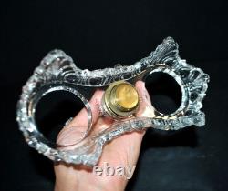 SAINT-LOUIS Huilier Vinaigrier en cristal moulé bambou torse signé 1900