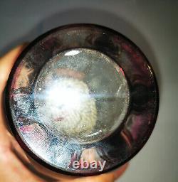SAINT-LOUIS Lampe Berger en cristal taillé Améthyste. Époque Art déco