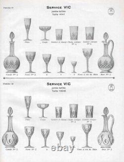 SAINT-LOUIS Lot 10 verres à vin blanc CRISTAL décor VIC perle ove biseau 13cm