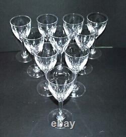 SAINT-LOUIS Lot 10 verres à vin blanc CRISTAL décor VIC perle ove biseau 13cm