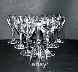 SAINT-LOUIS Lot 10 verres à vin blanc CRISTAL décor VIC perle ove biseau 13cm