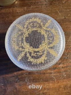 SAINT-LOUIS Lot 3 Flacons toilette + Poudrière CRISTAL givré doré Louis XVI