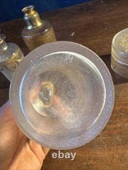 SAINT-LOUIS Lot 3 Flacons toilette + Poudrière CRISTAL givré doré Louis XVI