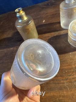 SAINT-LOUIS Lot 3 Flacons toilette + Poudrière CRISTAL givré doré Louis XVI