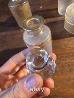 SAINT-LOUIS Lot 3 Flacons toilette + Poudrière CRISTAL givré doré Louis XVI