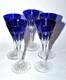 Saint-louis Lot 5 Verres Liqueur Nelly Cristal Doubl&eacute; Bleu Cobalt Roemer Overlay