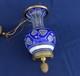 Saint-louis Rare Suspension Veilleuse Cristal Overlay Triplé Et Bronze Ca 1860