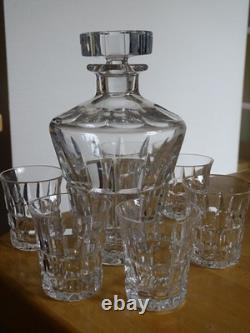 SAINT LOUIS SERVICE CARAFE ET VERRES A SHOTT CRISTAL MODELE MANHATTAN ht 5,5 cm