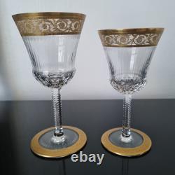 SAINT LOUIS THISTLE 2 Verres Vin Rouge et Blanc Cristal Taillé Signé A L'Or Fin