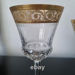 SAINT LOUIS THISTLE 2 Verres Vin Rouge et Blanc Cristal Taillé Signé A L'Or Fin