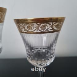 SAINT LOUIS THISTLE 2 Verres Vin Rouge et Blanc Cristal Taillé Signé A L'Or Fin