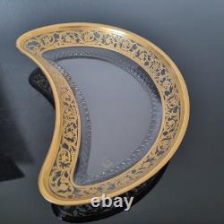 SAINT LOUIS THISTLE Assiette A Salade Cristal Taillé Signé A L'Or Fin