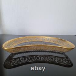 SAINT LOUIS THISTLE Assiette A Salade Cristal Taillé Signé A L'Or Fin