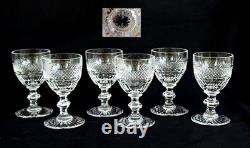 SAINT-LOUIS TRIANON 6 Verres à Vin Blanc Cristal Taillé Ht 11,5cm Signés