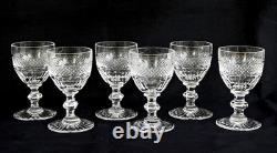 SAINT-LOUIS TRIANON 6 Verres à Vin Blanc Cristal Taillé Ht 11,5cm Signés