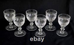 SAINT-LOUIS TRIANON 6 Verres à Vin Blanc Cristal Taillé Ht 11,5cm Signés