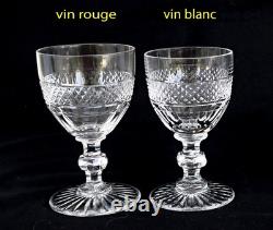 SAINT-LOUIS TRIANON 6 Verres à Vin Blanc Cristal Taillé Ht 11,5cm Signés