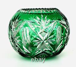 SAINT-LOUIS Vase Boule en Cristal Taillé Vert Emeraude