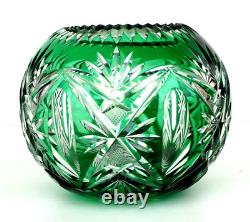 SAINT-LOUIS Vase Boule en Cristal Taillé Vert Emeraude
