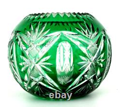 SAINT-LOUIS Vase Boule en Cristal Taillé Vert Emeraude