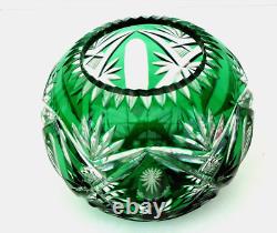 SAINT-LOUIS Vase Boule en Cristal Taillé Vert Emeraude
