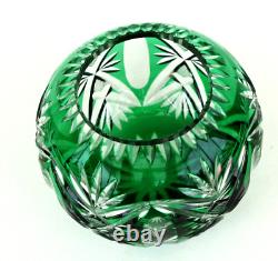 SAINT-LOUIS Vase Boule en Cristal Taillé Vert Emeraude