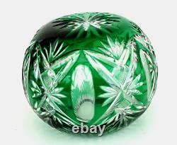 SAINT-LOUIS Vase Boule en Cristal Taillé Vert Emeraude
