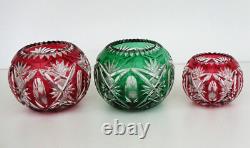 SAINT-LOUIS Vase Boule en Cristal Taillé Vert Emeraude