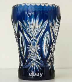SAINT-LOUIS Vase en Cristal Doublé Bleu et Taillé vers 1920/30