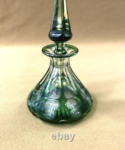 SAINT LOUIS ancien flacon conique en cristal overlay doublé vert Parfum Liqueurs