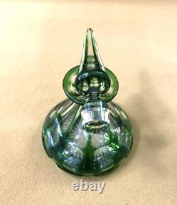 SAINT LOUIS ancien flacon conique en cristal overlay doublé vert Parfum Liqueurs