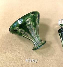 SAINT LOUIS ancien flacon conique en cristal overlay doublé vert Parfum Liqueurs