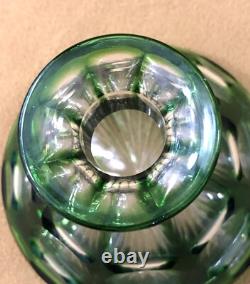 SAINT LOUIS ancien flacon conique en cristal overlay doublé vert Parfum Liqueurs