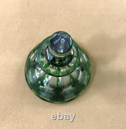 SAINT LOUIS ancien flacon conique en cristal overlay doublé vert Parfum Liqueurs