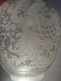 SAINT LOUIS lampe a Pétrole Globe cristal tulipe Abat jour Ancien Signé 20 Cm H