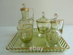 SERVICE DE NUIT en cristal teinté vert BACCARAT / DAUM / ST LOUIS /ST DENIS