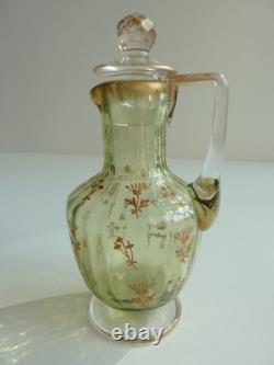 SERVICE DE NUIT en cristal teinté vert BACCARAT / DAUM / ST LOUIS /ST DENIS