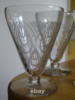 ST LOUIS 4 ANCIENS VERRES A VIN BLANC CRISTAL MODELE ASTRID ART DECO 9 cm 10 cls