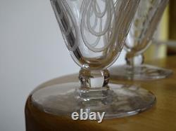 ST LOUIS 4 ANCIENS VERRES A VIN BLANC CRISTAL MODELE ASTRID ART DECO 9 cm 10 cls