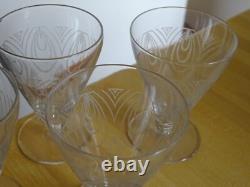 ST LOUIS 4 ANCIENS VERRES A VIN BLANC CRISTAL MODELE ASTRID ART DECO 9 cm 10 cls