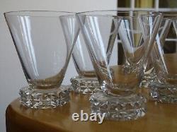 ST LOUIS 6 ANCIENS VERRES A APERITIF CRISTAL MODELE DIAMANTS 1930 ht 7,5 cm