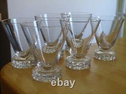 ST LOUIS 6 ANCIENS VERRES A APERITIF CRISTAL MODELE DIAMANTS 1930 ht 7,5 cm