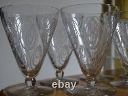 ST LOUIS 6 ANCIENS VERRES A VIN EN CRISTAL MODELE ASTRID ART DECO ht 9,8 cm N°2