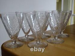 ST LOUIS 6 ANCIENS VERRES A VIN EN CRISTAL MODELE ASTRID ART DECO ht 9,8 cm N°2