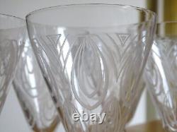 ST LOUIS 6 ANCIENS VERRES A VIN EN CRISTAL MODELE ASTRID ART DECO ht 9,8 cm N°2