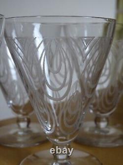 ST LOUIS 6 ANCIENS VERRES A VIN EN CRISTAL MODELE ASTRID ART DECO ht 9,8 cm N°2